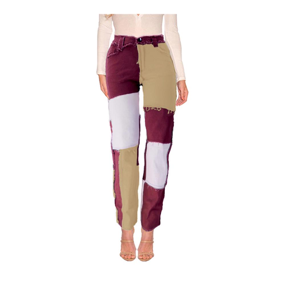 

22 Years Beggar Patchwork High Elastic Women s Denim Jeans Extra Small