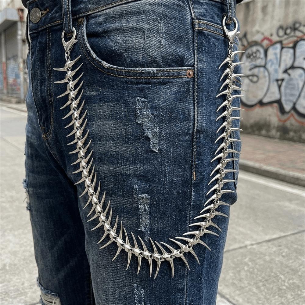 Long Size Pant Chain Spiked Thorn Bag Pendant Hip-Hop Keychain  Men
