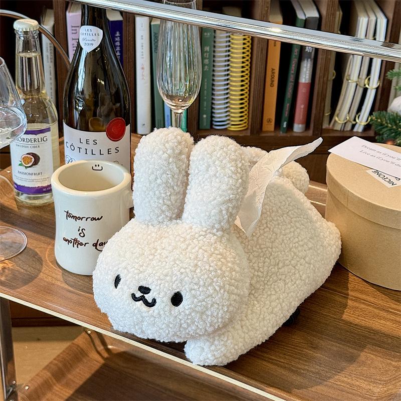 

Cute Plush Rabbit Tissue Box Holder Organizer Living Room Napkin Storage Box Home Decoration Kawaii Tissue Case Napkin Dispenser