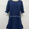 Women's Retro Cotton Linen Mid-Sleeve Round Neck Ruffle Dress