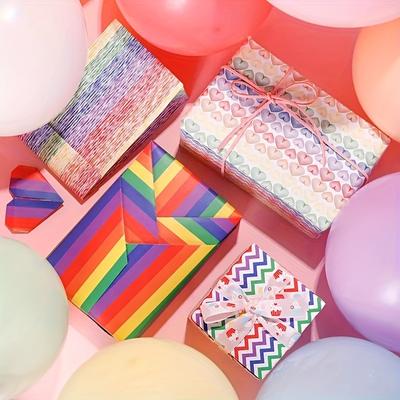 10 Piezas Arcoíris Amor Corrugado Serie Arcoíris Decoración de Fiesta Envoltura de Regalo Papel de Seda para Envolver Suministros para Ramo