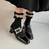 fashion Shoes Shallow Thick Heel Women's High Heels Women's Square Toe Mary Jane Retro Leather Fashion Versatile