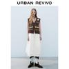 UR 2025 Spring Women's Retro Color-block Knitted Vest