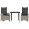 VidaXL 3-Piece Garden Dining Set with Cushions, Table and Chairs with Adjustable Backrest, Outdoor Furniture, 3212852