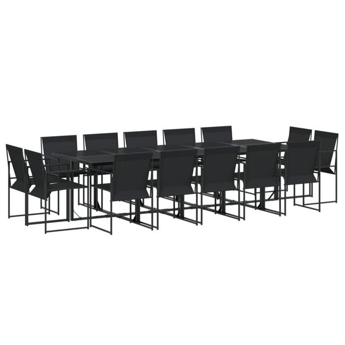 VidaXL Ensemble à manger de jardin 15 pcs noir textilène, ensemble à manger d'extérieur, meuble à manger de jardin 3295126