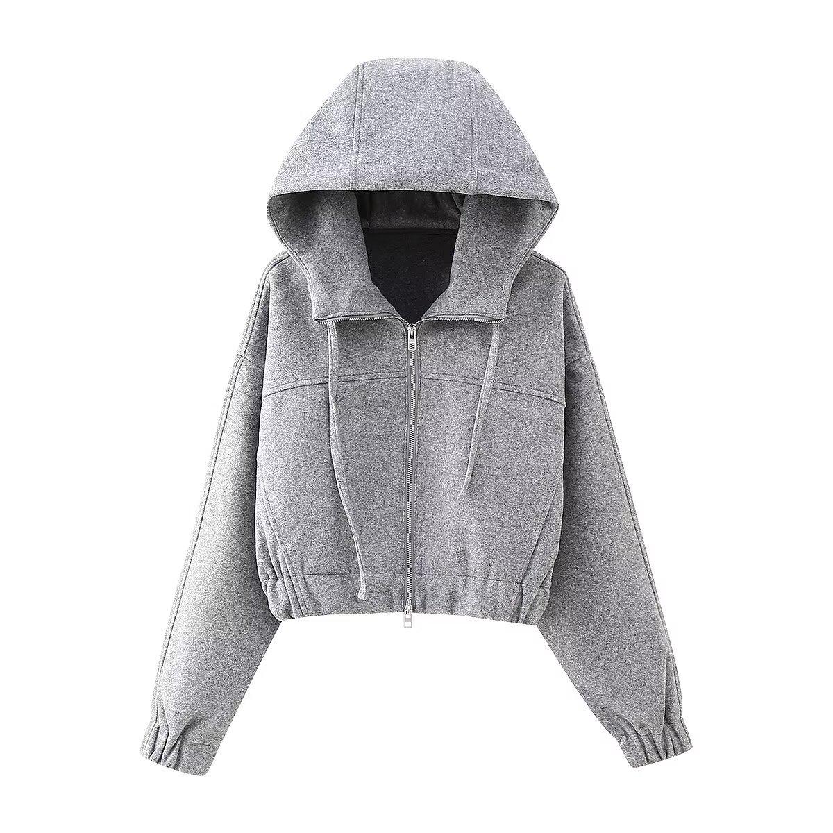 

Women s 2025 Spring Fashion: Casual, Versatile Hooded Short Sweatshirt Jacket Large