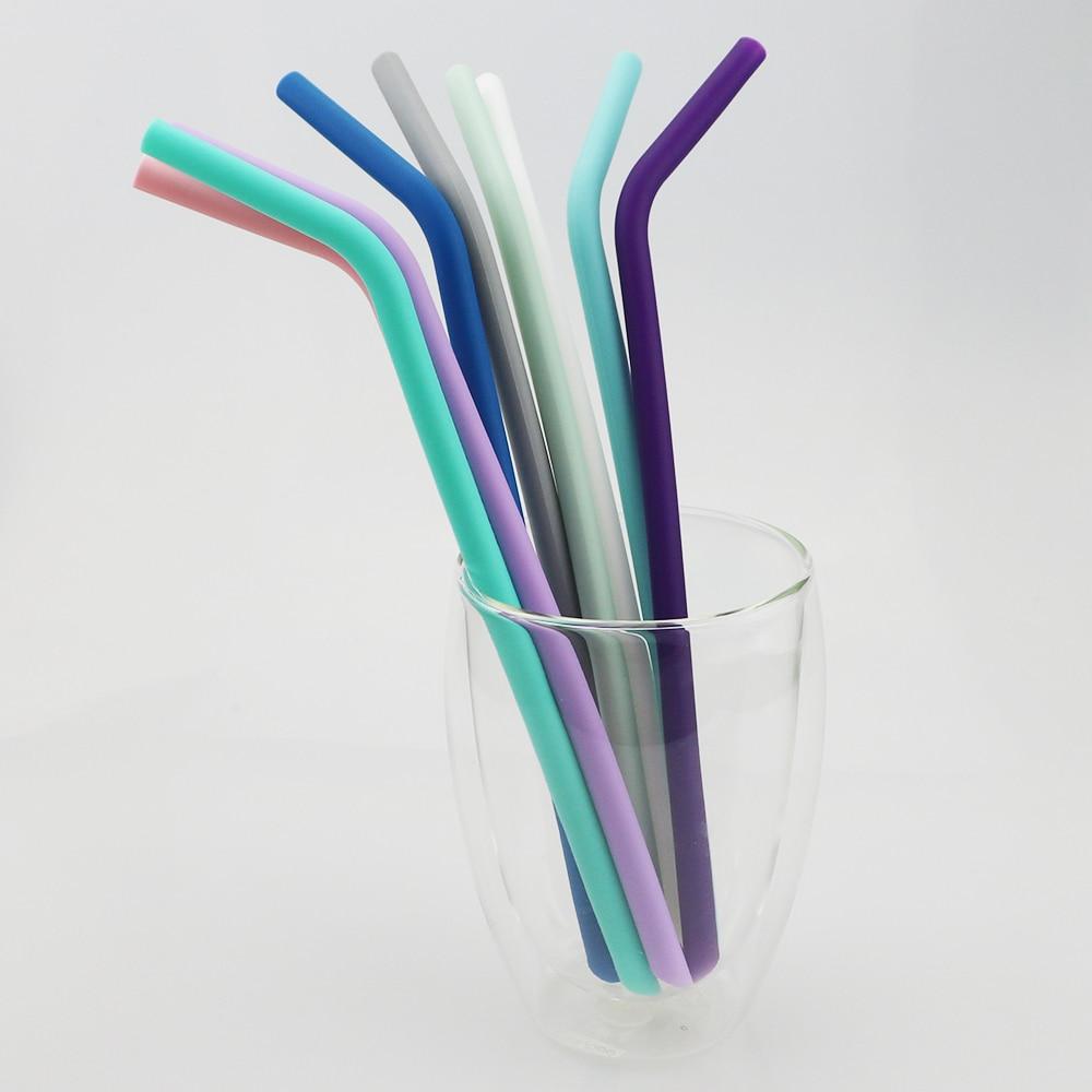 Farge Silikon Reise sugerørsett Gjenbrukbart fleksibelt sammenleggbart sugerør med rensebørstepose