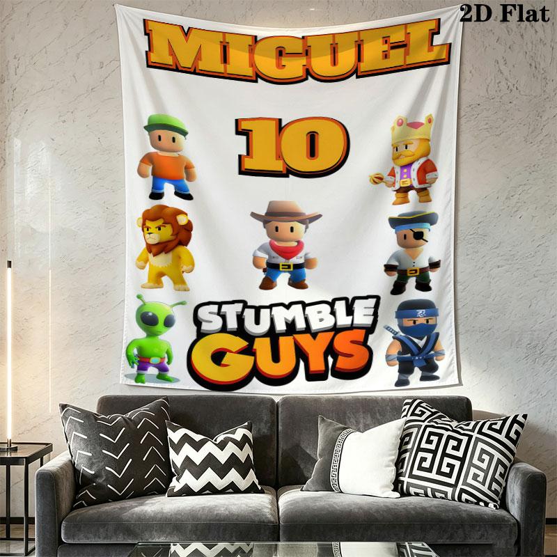 Stumble Guys Sprint Telo da Parete Stampato Coperta in Tessuto Arazzi Decorativi per Camera da Letto Soggiorno Arredamento per la Casa
