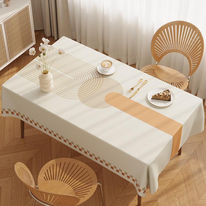 Small Fresh Dining Table Tablecloth Waterproof, Oil-Proof And Anti-Scalding Leave-In Coffee Table Tablecloth Light Luxury High-End Rectangular Dining