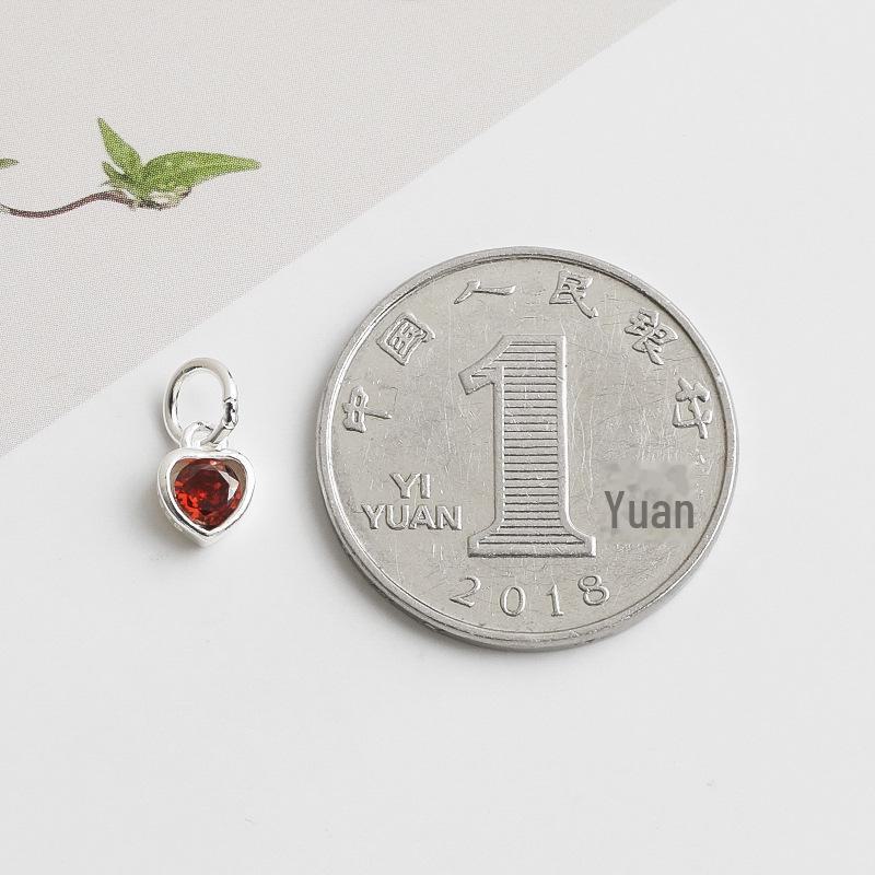 Love Pendant: S925 Sterling Silver Heart-Shaped Jewelry with Colored Zircon, DIY Handmade Bracelet or Necklace.