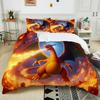 10 Sizes Pokémon Charizard Printed 3PC Bedding Set Duvet Cover  Adult Kids Birthday Gift Full Size Bedding Set Luxury for Gifts
