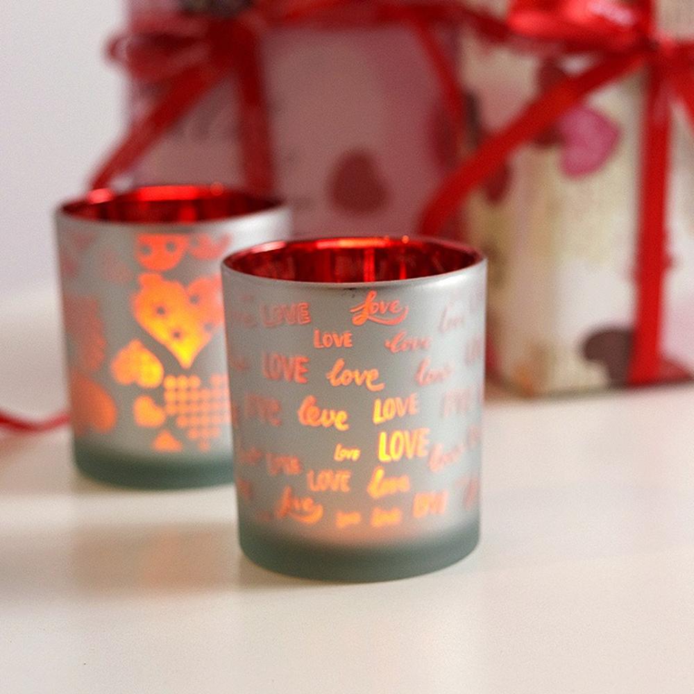 

Creative Love Heart Red Glass Candle Cup Festival Table Candle Holder Home Wedding Party Decoration Valentine s Day Gift