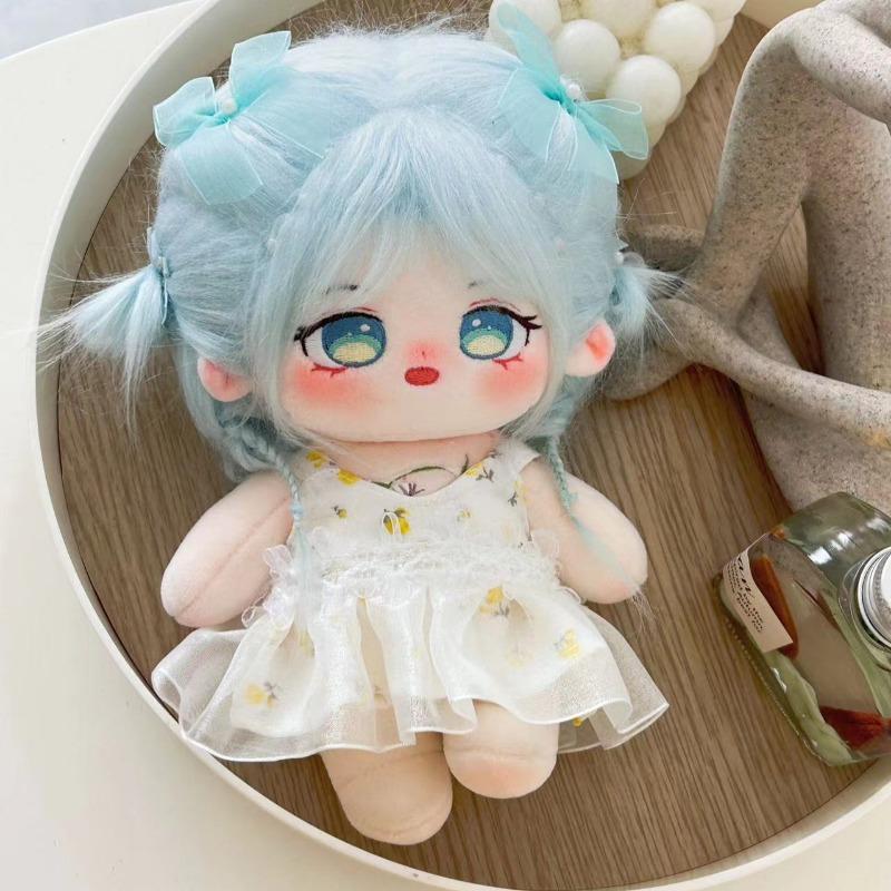 20cm Cute Cotton Doll Plush Toys Orchid Pattern Girl Stuffed Super Star Figure Dolls Baby Wearable Clothing Dress Up Kids Gift