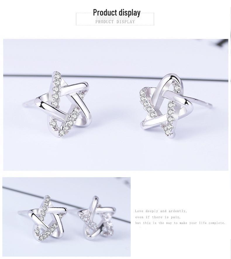 S925 Silver Star Stud Earrings for Women - Simple Korean Style Christmas Gift