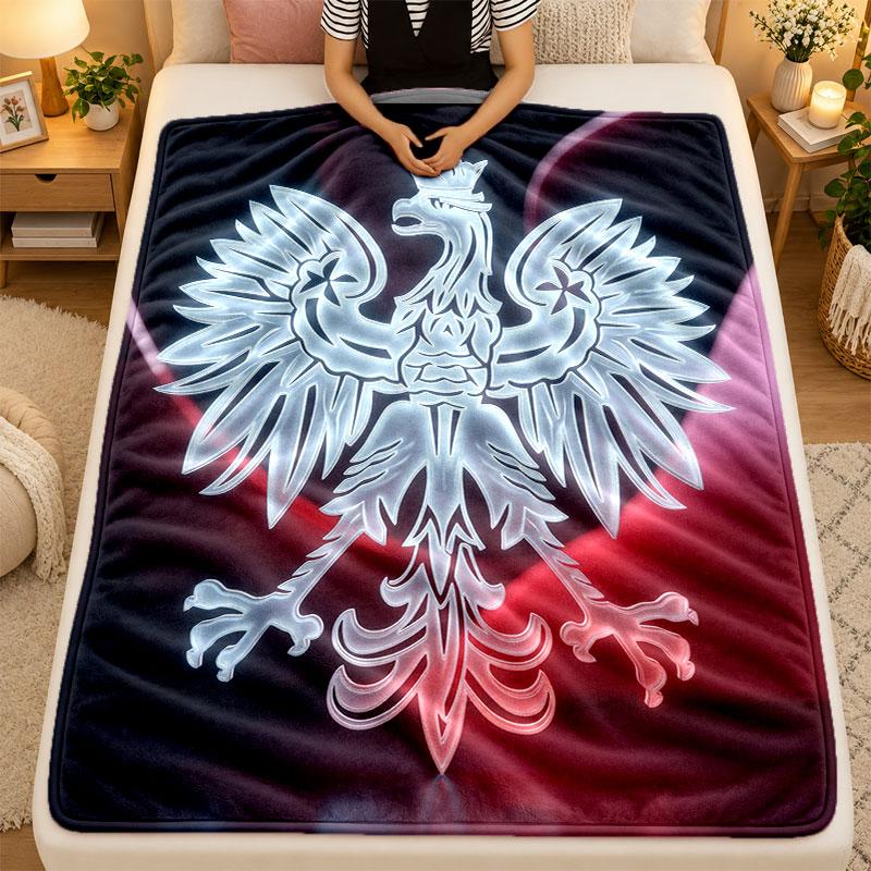 Flannel BlanketPoland Football Warm Soft Throw Blanket for Indoor Sofa Bed Living Room Use