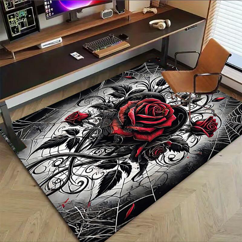 1PC Rose Heart Carpet Office Rug Mat Home Decor Area Carpet Festival Gift Office Desk Chair Carpet Longlasting Material