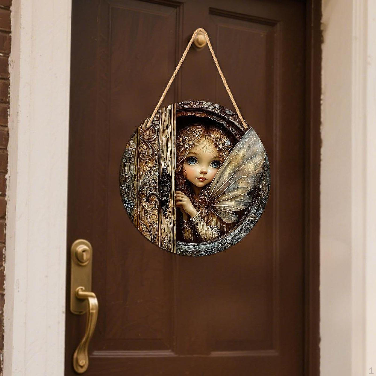 

2D Дверная табличка Винтажный стиль Ручная работа Креативное подвесное украшение Цветочная фея Садовый декор