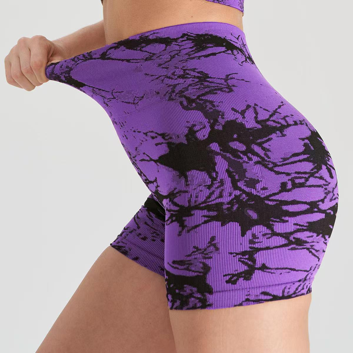 Tie-Dye High Waist Tummy Control Quick Dry Yoga Shorts Extra Large