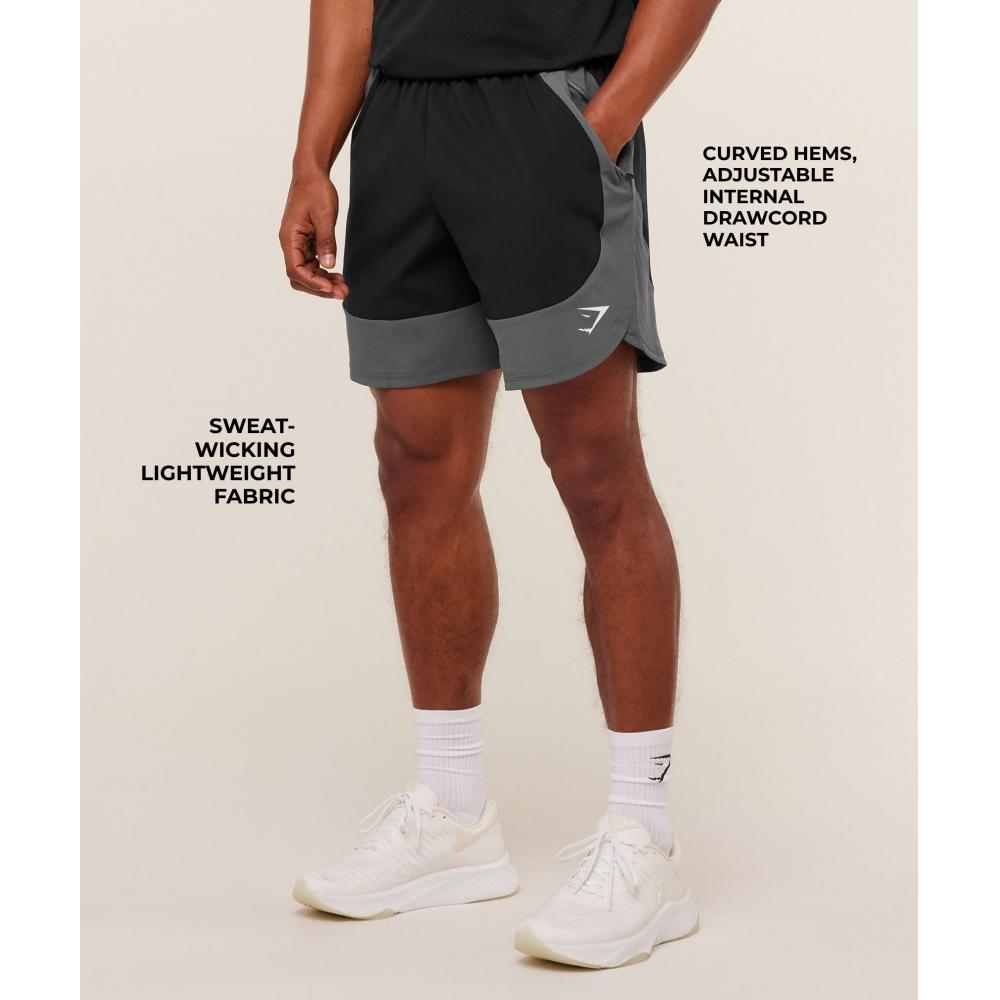 Gymshark Sport 25 Block 7  Shorts Black Dark Grey A3b9o Bb3k