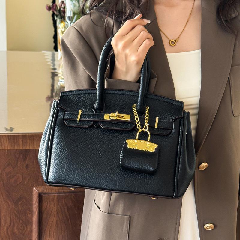 Borsa Kelly sensazione alla moda motivo litchi borsa da donna nuova borsa a tracolla versatile di grande capacità borsa portatile platino