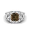 4.06 Ctw Cushion Smoky Quartz 925 Sterling Silver Solitaire Halo Women Wedding Ring