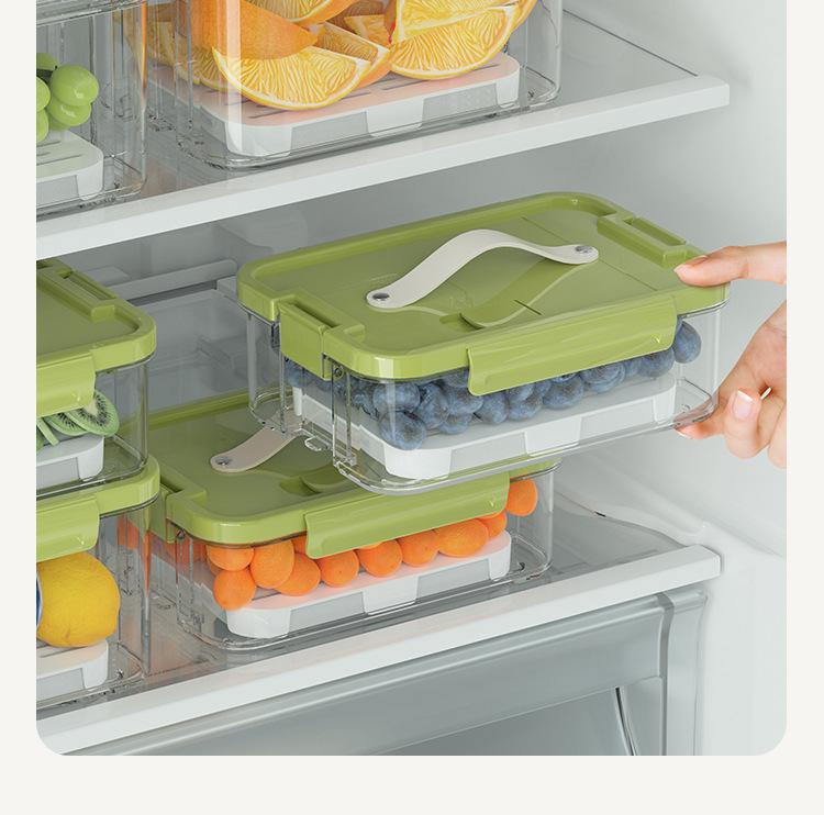 Storage Container, 35.1Oz Portable Fresh Food Box with Lid, Transparent Fruit Bento Box, Sealed Fresh-Keeping Box