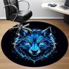 1pc Wolf Head Chair Carpet for Office, Round Non-Slip Durable Large Size Office Carpet, Suitable for Office, Beautiful Decoration