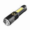 Dual Light Source Flashlight Portable High Brightness Light Outdoor Telescopic Focusing Adjustable Flashlight USB