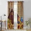 Bauernhof Sonnenblume Hahn Vintage Fenster Vorhänge Wohnzimmer Schlafzimmer Küche Vorhänge Für Kinder Deko