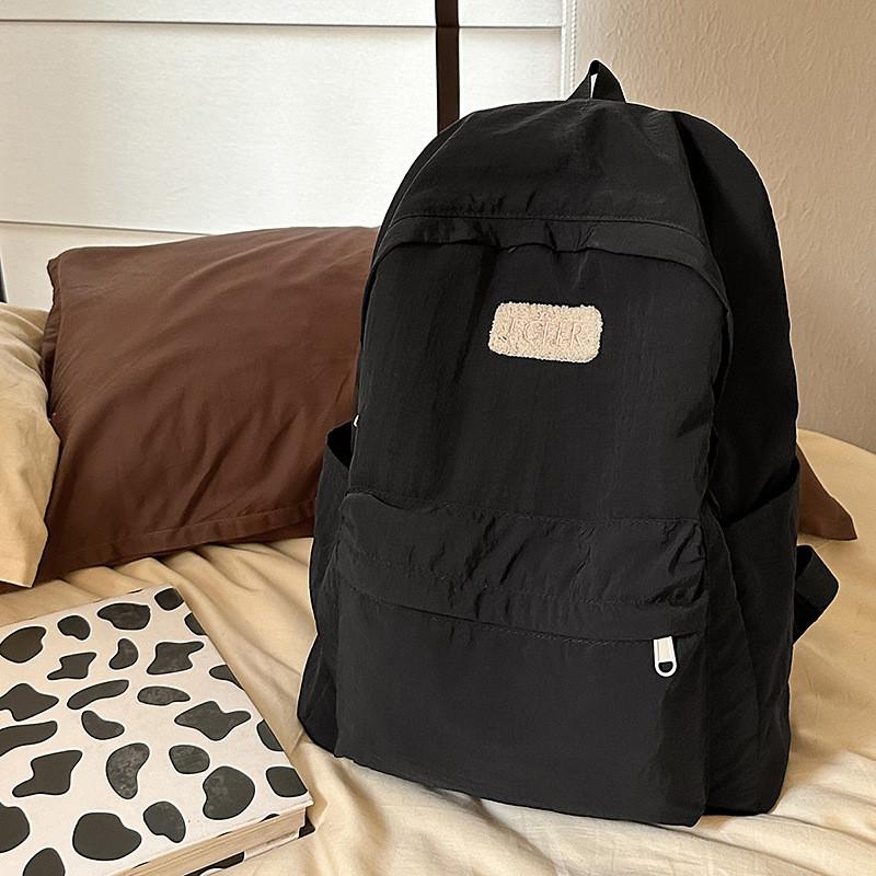 Backpack Color Solid With Padded Straps Letter Print For School Travel Gift