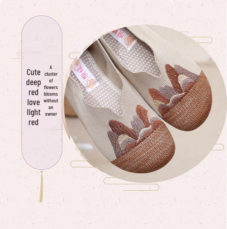 Women's Embroidered Summer Flat Shoes - Breathable, Soft Sole for Comfort