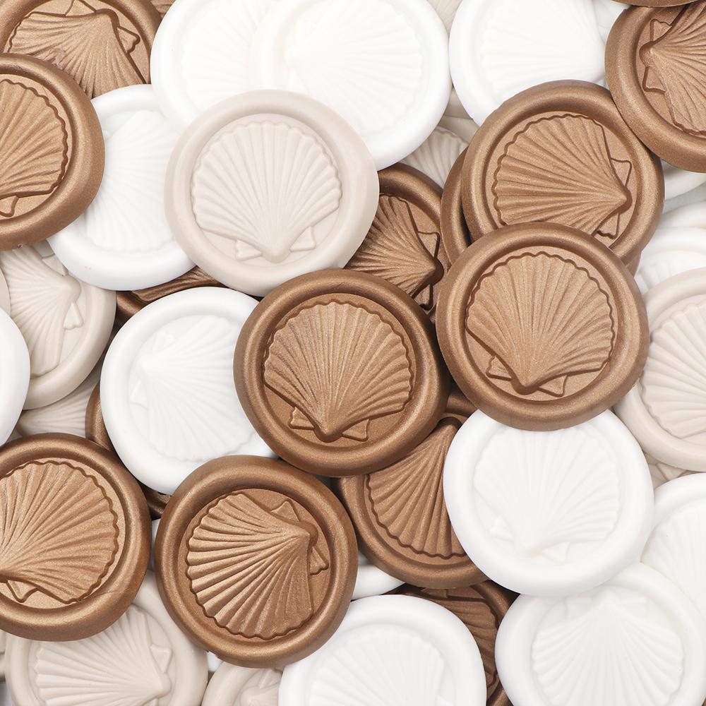 25 st Präglade Skal Vaxsigill Klistermärken, Självhäftande Stämpelklistermärken, Kuvertförslutningsklistermärken för Bröllopsinbjudan