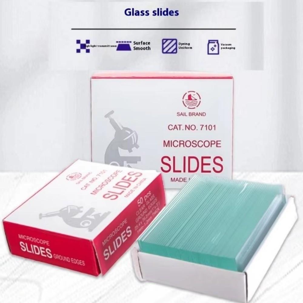 50Pcs/Box Glass Microscope Slides 25.4x76.2MM Smooth Surface Blank Biology Glass Slide DIY Frosting Blank Slides