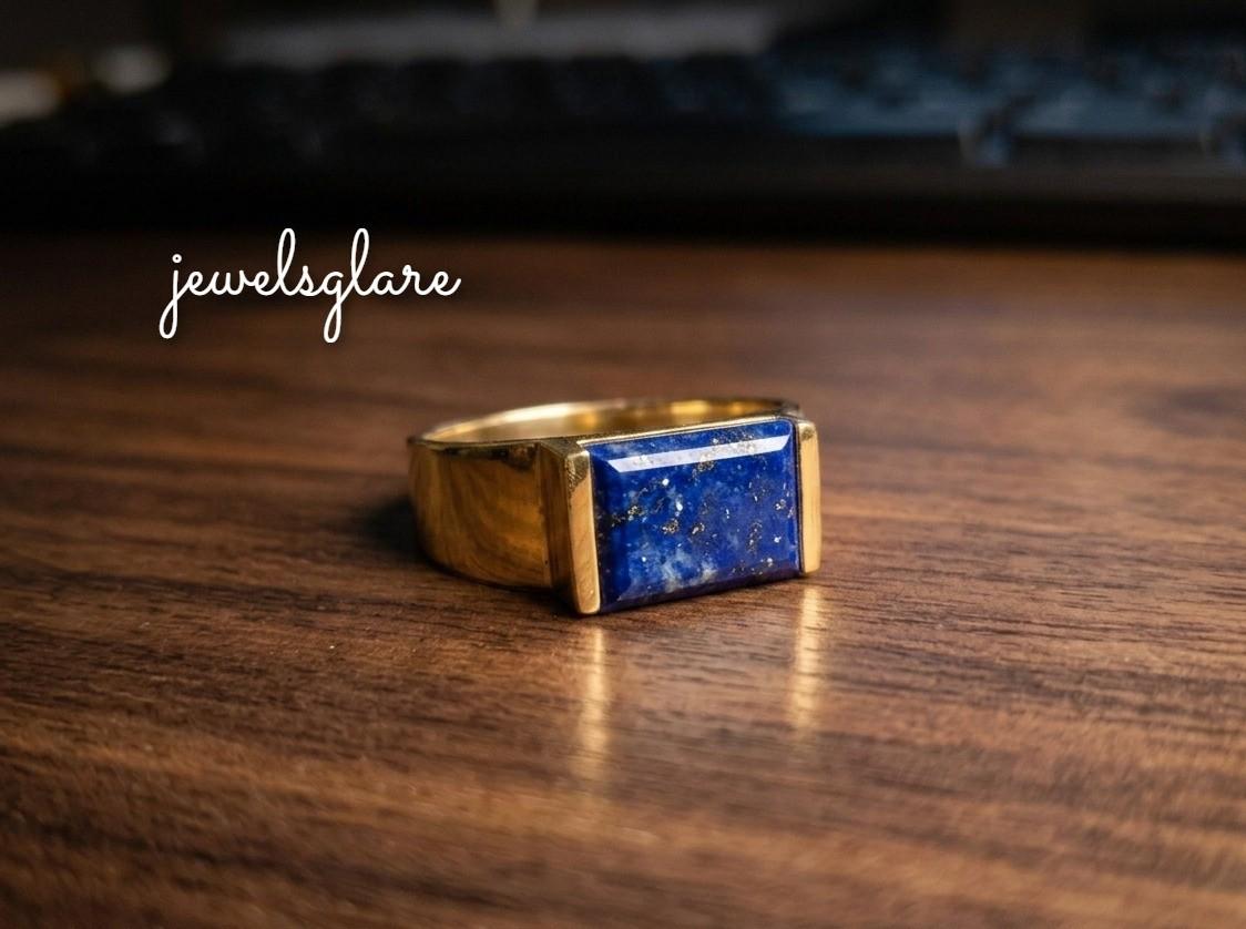 Dabīgs Zils lapis lazuli Gredzens, 925