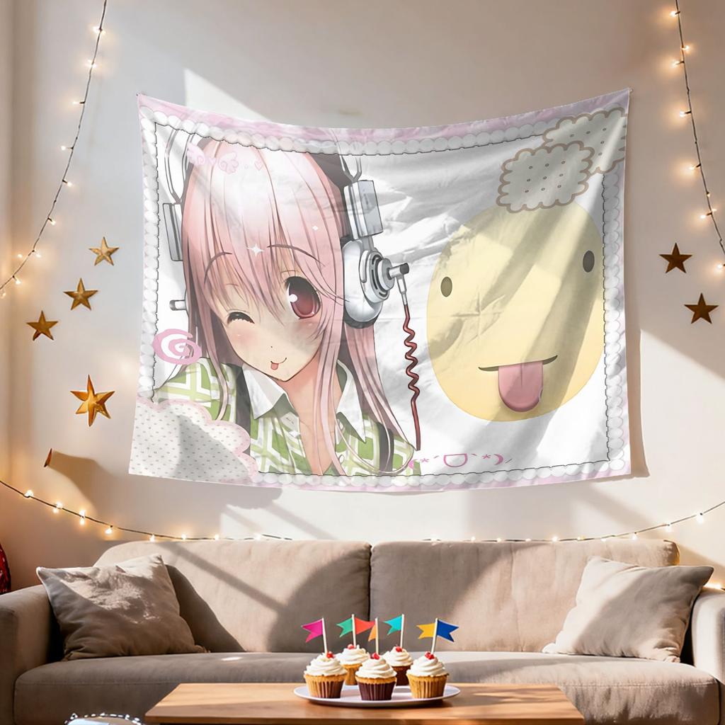 VIKAMA Süße Anime-Stil Dekoration Wandteppich Anime-Thema Party Weich Niedlich Niedlicher Stil Zimmerdekoration Heimdekoration
