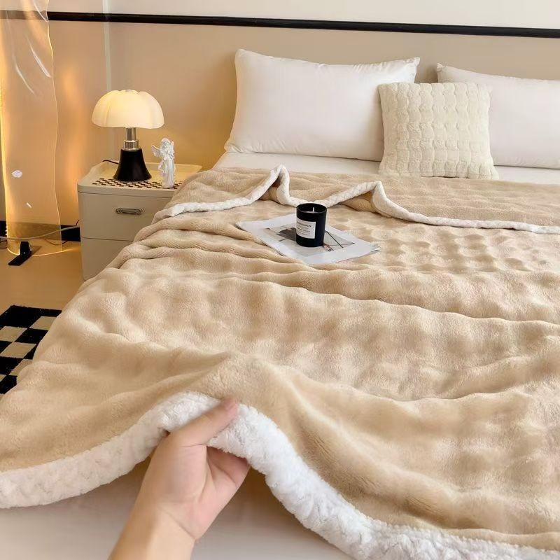 Soft Champagne Throw Blanket for Couch - Cozy Blanket Cute Fleece Throws for Girls, Teacher Gifts for Women Men Mom, Room Home Dorm Decor