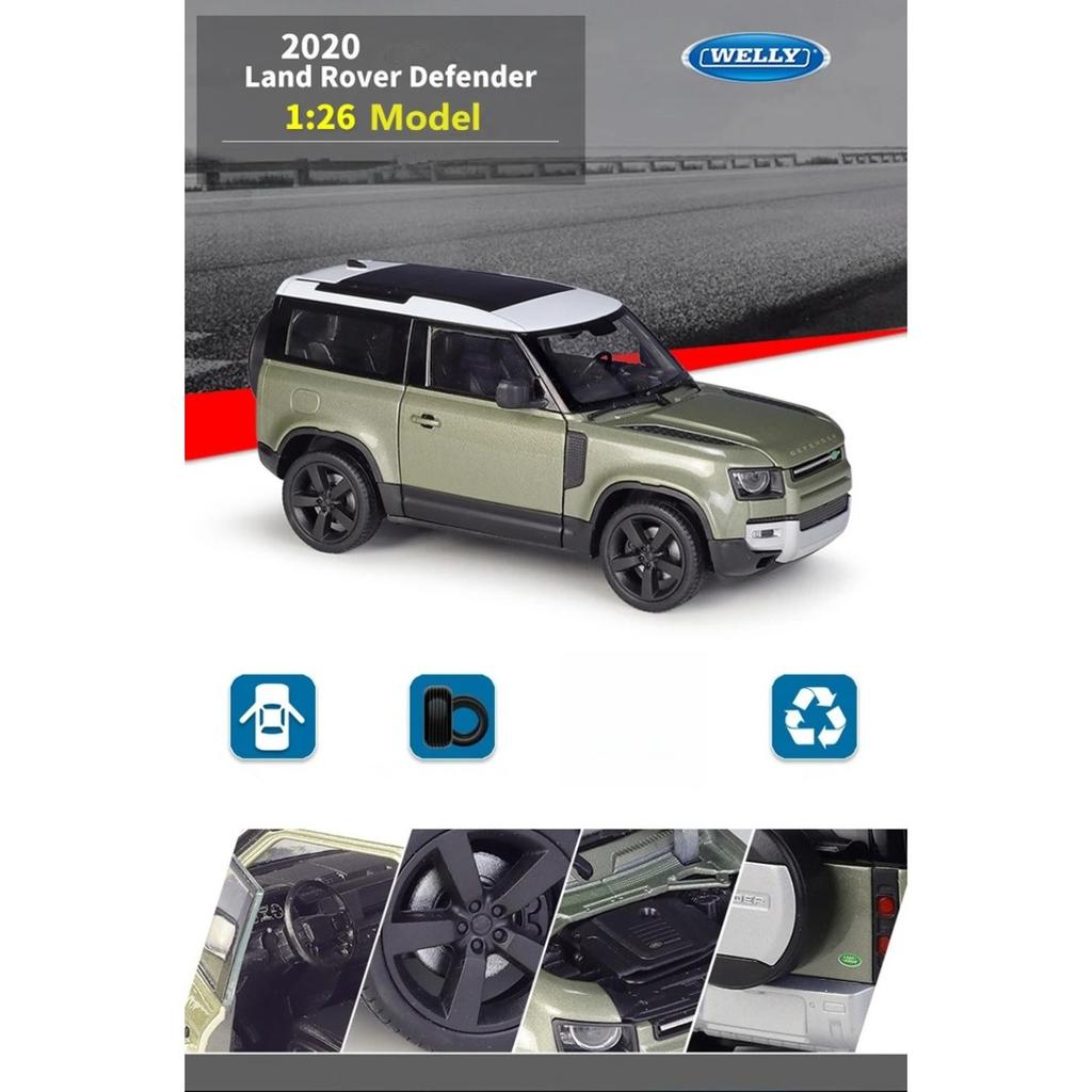 Welly 1/26 Land Rover Defender 2020 SUV Alloy Car Model Diecast Metal Toy Off-road Vehicles Car Model Simulation Childrens Gifts