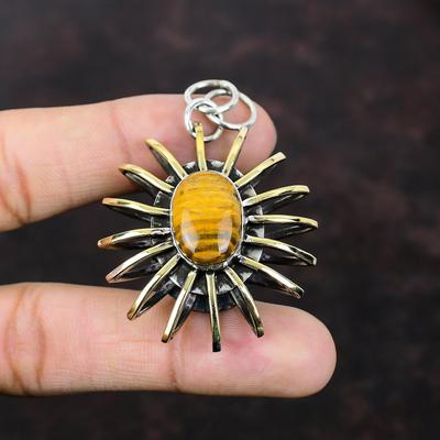 Ciondolo occhio di tigre gioielli fatti a mano ciondolo in argento sterling 925 placcato oro 18 carati ciondolo gabbia gioielli ciondolo pietra preziosa antica regalo per moglie