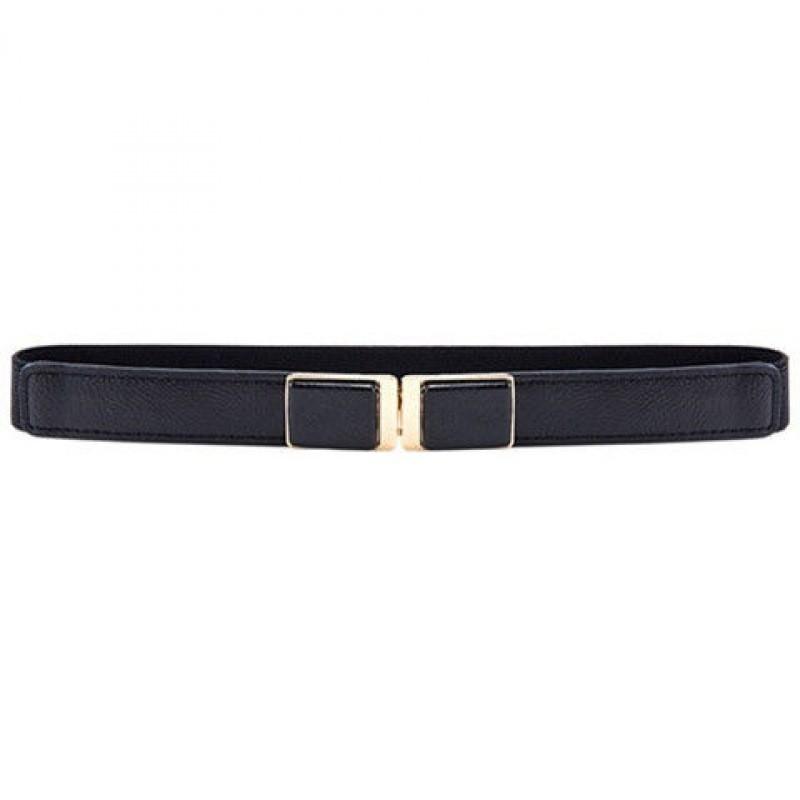 Womens Stylish Pu Elastic Waist Belt Versatile For Dresses And Skirts In Black Minimalist