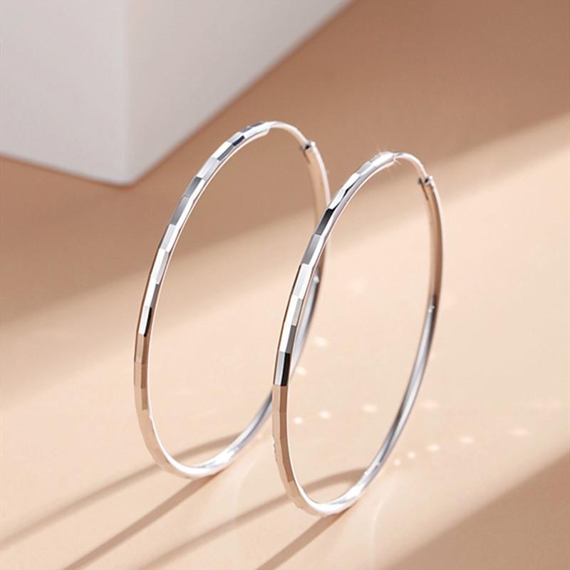 Trendy 2021 Silver Needle Earrings - Korean Style, Large Round Hoop, Bamboo Section