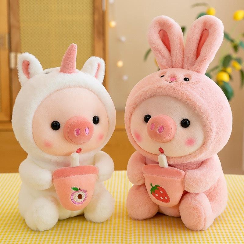 Transform Into Milk Tea Pig Plush Toy Doll Cute Bunny Doll Machine Doll Unicorn Doll