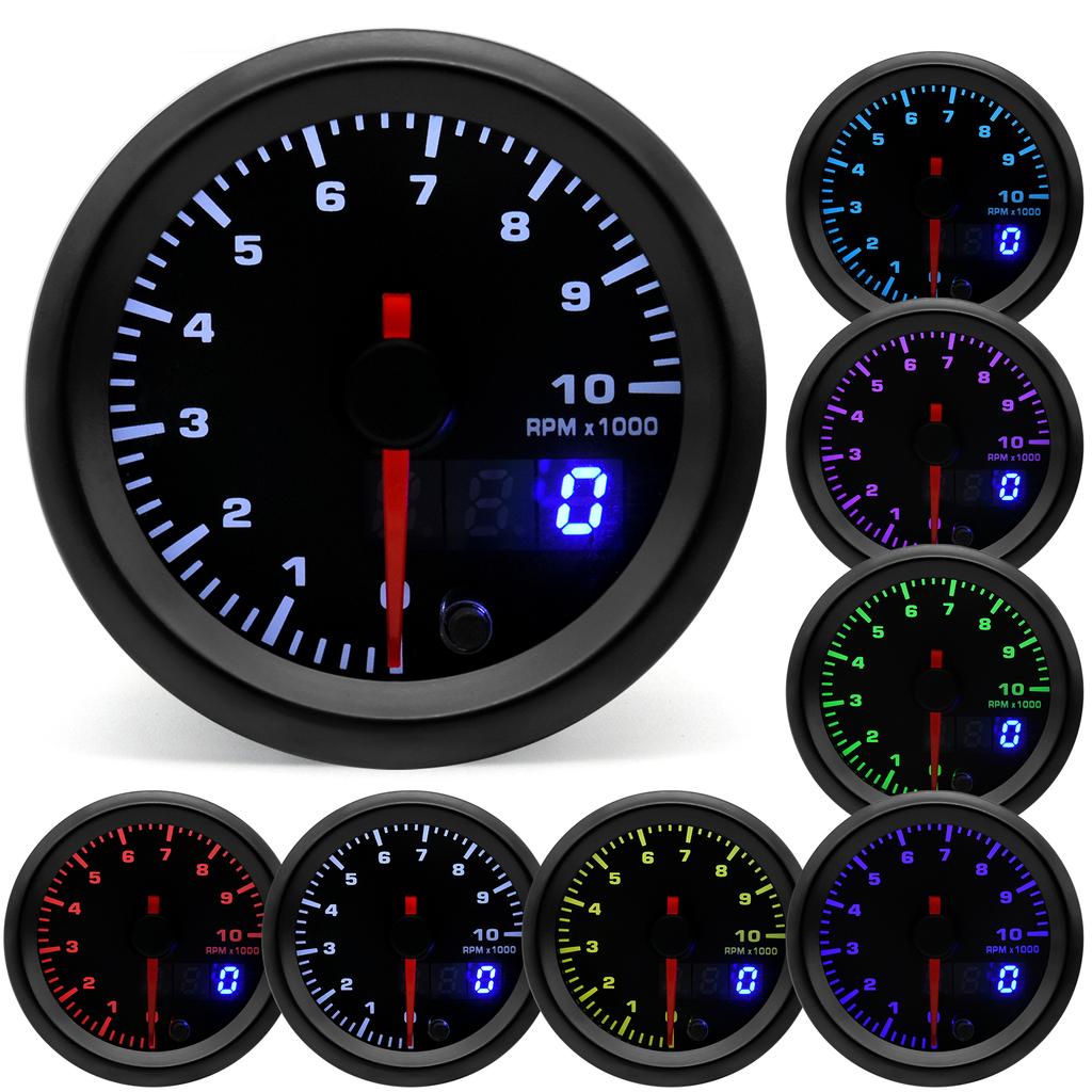 2" 52mm 7 Colors LED Racing Gauge Boost/Water/Oil temp/Oil pressure/Volt/Air Fuel Ratio/EGT/Tachometer Car Gauge +Gauge Pods 12V