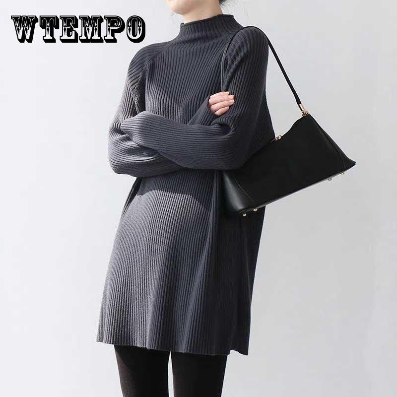 

Осеннее и зимнее платье-свитер, свободная и ленивая женская трикотажная юбка, нижняя юбка