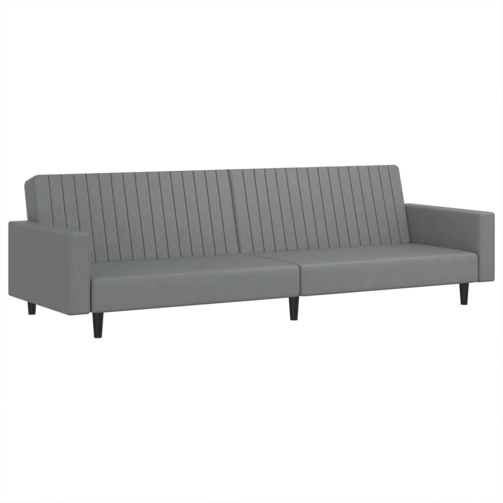 2 Seater Sofa Bed Grey Faux Leather