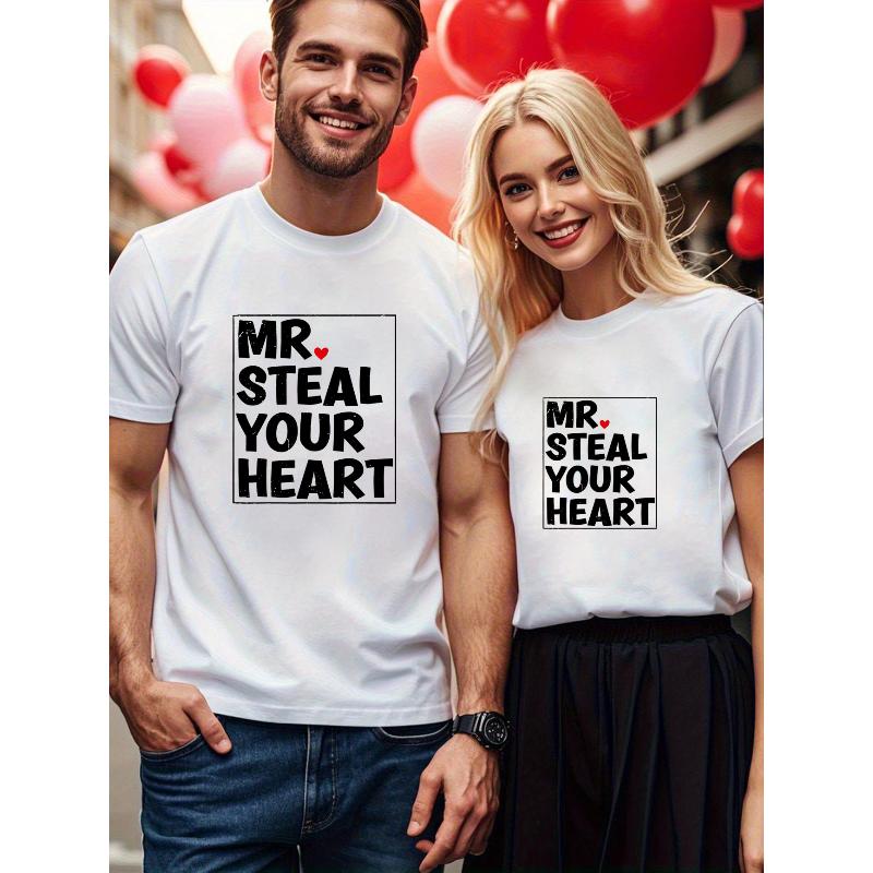 

1PCS Valentine s Day Limited Couple T-shirt Versatile Homewear XXL білий