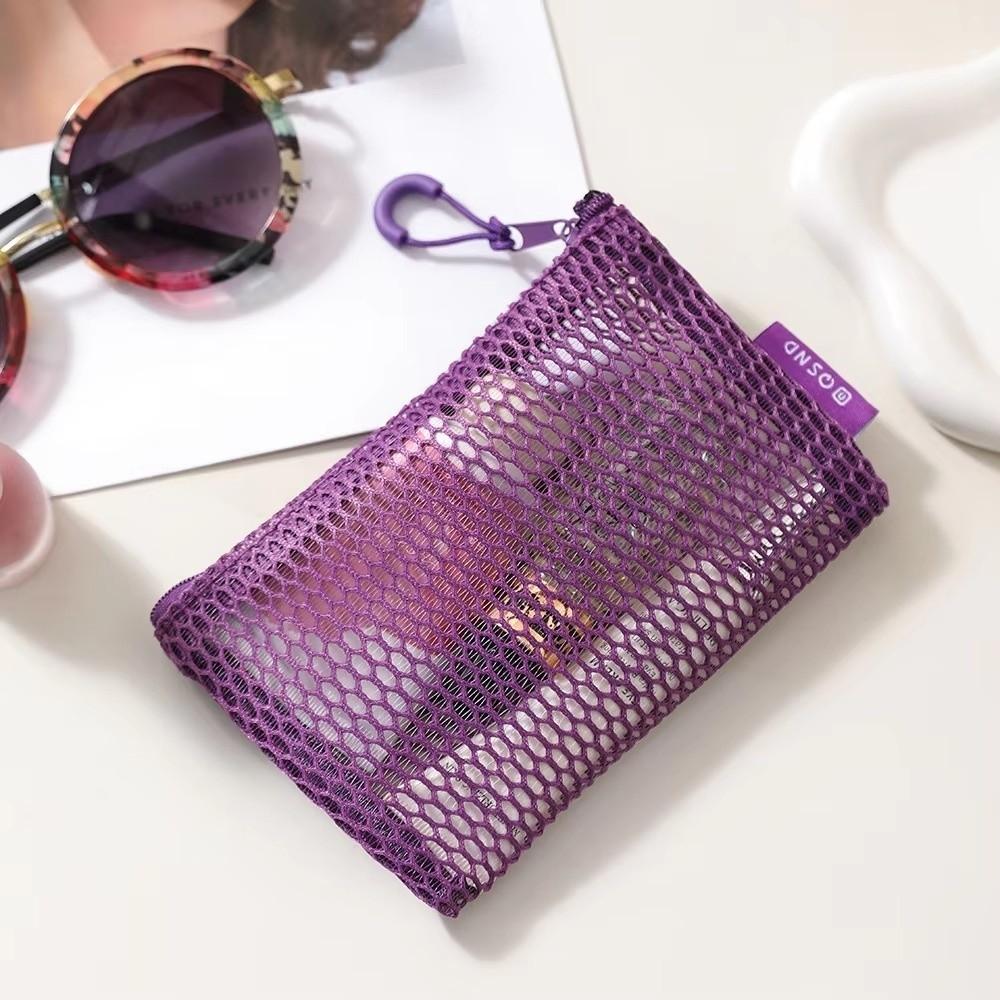 Breathable Mesh Makeup Bag Square Mini Zipper Coin Purse Transparent Storage Bag Travel Storage