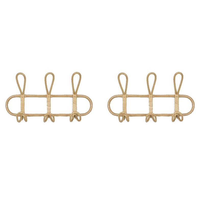 

A25F-2X Rattan Wall Hooks - Kids Room Decorative Hanger, Clothes & Hat Organizer, Hanging Storage Rack A