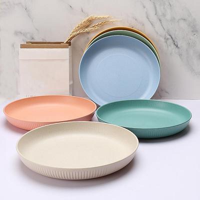 6 Pcs Unbreakable Plates Set Space-saving Colorful Healthy Outdoor Dining Eco-friendly Dinner Plates Home Supply Kitchen Bone