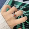 Personalisierter Retro Thai Silber Naturfarbener Schatzring Damen S925 Sterlingsilber Eingelegt mit Nanhong Blauem Gold Jaspis Zeigefingerringe