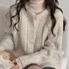 Dámský kardigan Volný pletený top Jednořadé zapínání Kulatý výstřih Svetr Hřejivý Módní Dlouhý rukáv Pletený svetr Podzim Zima Svrchní oděv